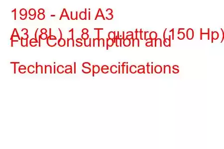 1998 - Audi A3
A3 (8L) 1.8 T quattro (150 Hp) Fuel Consumption and Technical Specifications