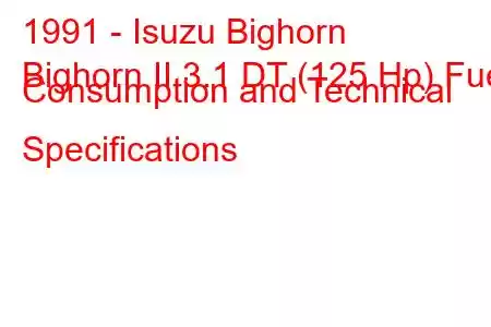 1991 - Isuzu Bighorn
Bighorn II 3.1 DT (125 Hp) Fuel Consumption and Technical Specifications