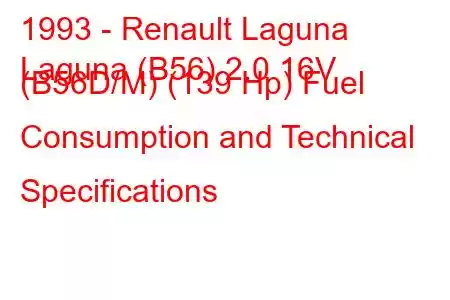 1993 - Renault Laguna
Laguna (B56) 2.0 16V (B56D/M) (139 Hp) Fuel Consumption and Technical Specifications