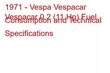 1971 - Vespa Vespacar
Vespacar 0.2 (11 Hp) Fuel Consumption and Technical Specifications