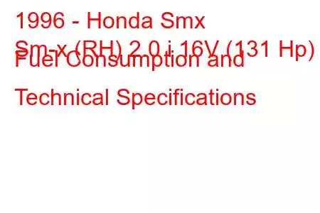 1996 - Honda Smx
Sm-x (RH) 2.0 i 16V (131 Hp) Fuel Consumption and Technical Specifications