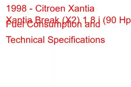 1998 - Citroen Xantia
Xantia Break (X2) 1.8 i (90 Hp) Fuel Consumption and Technical Specifications