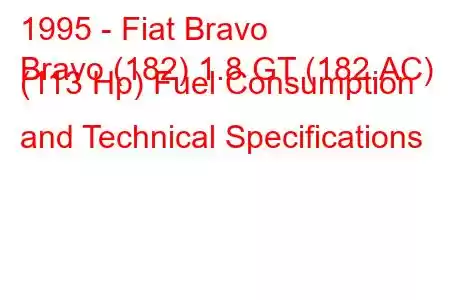 1995 - Fiat Bravo
Bravo (182) 1.8 GT (182.AC) (113 Hp) Fuel Consumption and Technical Specifications