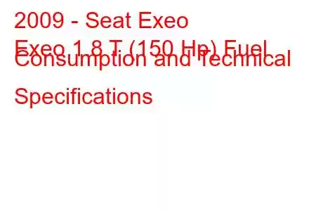 2009 - Seat Exeo
Exeo 1.8 T (150 Hp) Fuel Consumption and Technical Specifications