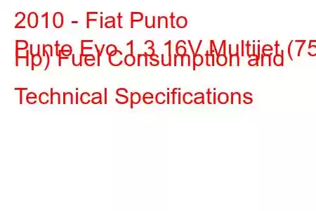 2010 - Fiat Punto
Punto Evo 1.3 16V Multijet (75 Hp) Fuel Consumption and Technical Specifications