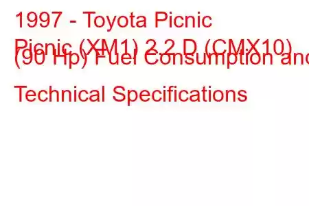 1997 - Toyota Picnic
Picnic (XM1) 2.2 D (CMX10) (90 Hp) Fuel Consumption and Technical Specifications