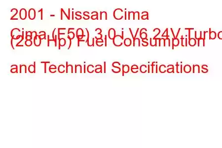 2001 - Nissan Cima
Cima (F50) 3.0 i V6 24V Turbo (280 Hp) Fuel Consumption and Technical Specifications