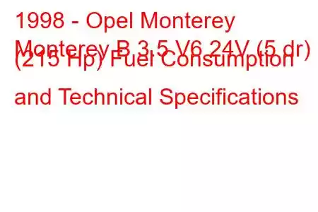 1998 - Opel Monterey
Monterey B 3.5 V6 24V (5 dr) (215 Hp) Fuel Consumption and Technical Specifications