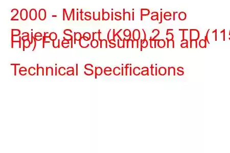 2000 - Mitsubishi Pajero
Pajero Sport (K90) 2.5 TD (115 Hp) Fuel Consumption and Technical Specifications