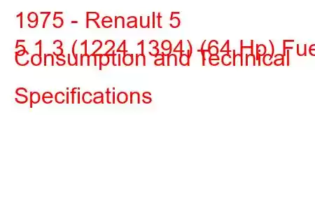 1975 - Renault 5
5 1.3 (1224,1394) (64 Hp) Fuel Consumption and Technical Specifications