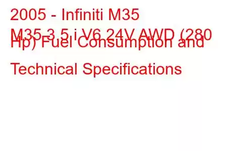 2005 - Infiniti M35
M35 3.5 i V6 24V AWD (280 Hp) Fuel Consumption and Technical Specifications