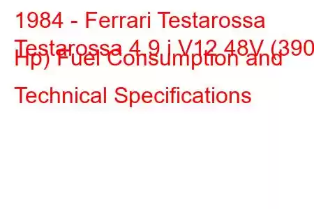 1984 - Ferrari Testarossa
Testarossa 4.9 i V12 48V (390 Hp) Fuel Consumption and Technical Specifications