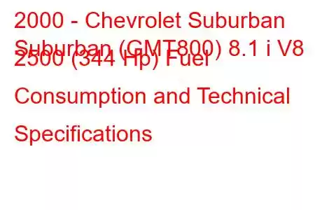 2000 - Chevrolet Suburban
Suburban (GMT800) 8.1 i V8 2500 (344 Hp) Fuel Consumption and Technical Specifications