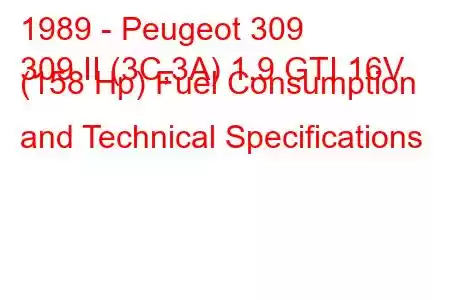 1989 - Peugeot 309
309 II (3C,3A) 1.9 GTI 16V (158 Hp) Fuel Consumption and Technical Specifications