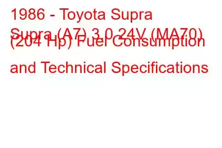 1986 - Toyota Supra
Supra (A7) 3.0 24V (MA70) (204 Hp) Fuel Consumption and Technical Specifications