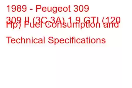 1989 - Peugeot 309
309 II (3C,3A) 1.9 GTI (120 Hp) Fuel Consumption and Technical Specifications