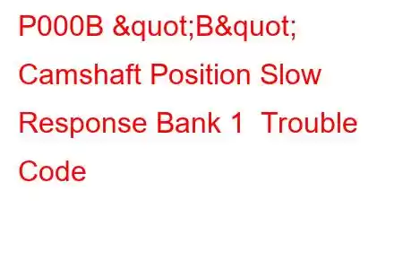 P000B "B" Camshaft Position Slow Response Bank 1 Trouble Code