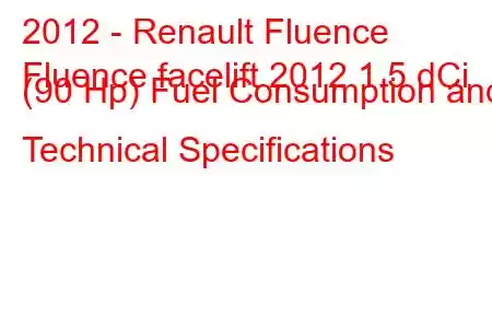 2012 - Renault Fluence
Fluence facelift 2012 1.5 dCi (90 Hp) Fuel Consumption and Technical Specifications