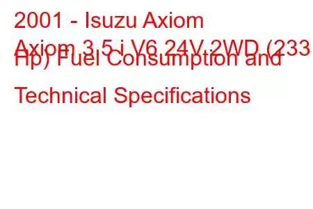 2001 - Isuzu Axiom
Axiom 3.5 i V6 24V 2WD (233 Hp) Fuel Consumption and Technical Specifications