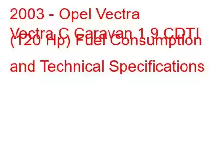 2003 - Opel Vectra
Vectra C Caravan 1.9 CDTI (120 Hp) Fuel Consumption and Technical Specifications