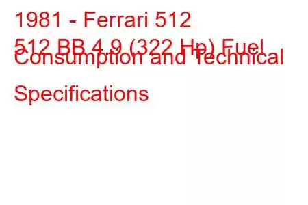 1981 - Ferrari 512
512 BB 4.9 (322 Hp) Fuel Consumption and Technical Specifications