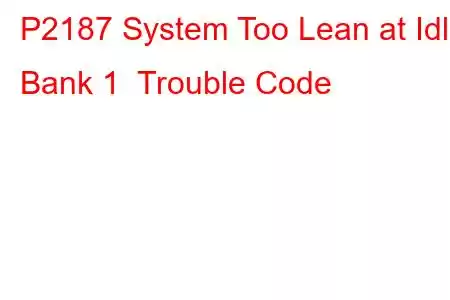 P2187 System Too Lean at Idle Bank 1 Trouble Code