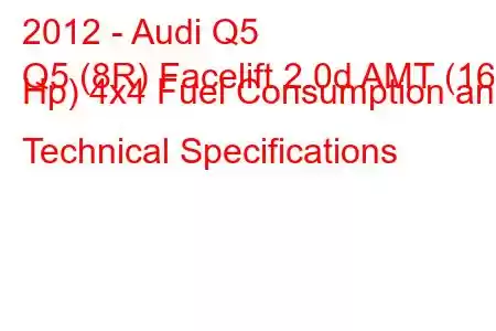 2012 - Audi Q5
Q5 (8R) Facelift 2.0d AMT (163 Hp) 4x4 Fuel Consumption and Technical Specifications