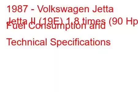 1987 - Volkswagen Jetta
Jetta II (19E) 1.8 times (90 Hp) Fuel Consumption and Technical Specifications