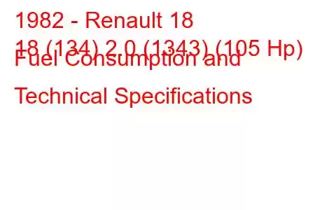 1982 - Renault 18
18 (134) 2.0 (1343) (105 Hp) Fuel Consumption and Technical Specifications