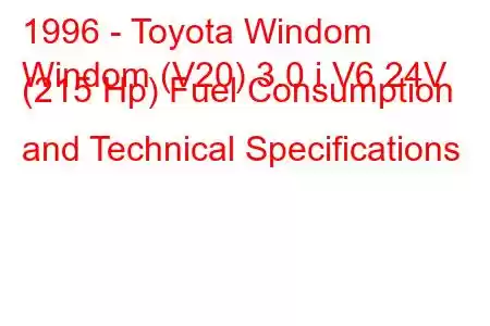 1996 - Toyota Windom
Windom (V20) 3.0 i V6 24V (215 Hp) Fuel Consumption and Technical Specifications