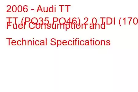 2006 - Audi TT
TT (PQ35,PQ46) 2.0 TDI (170) Fuel Consumption and Technical Specifications