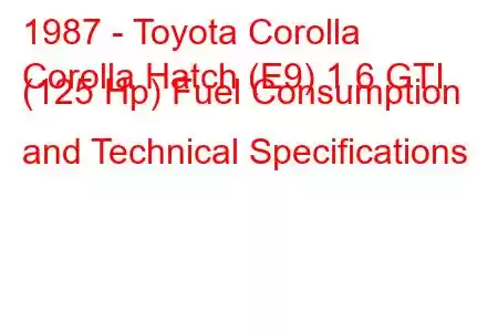 1987 - Toyota Corolla
Corolla Hatch (E9) 1.6 GTI (125 Hp) Fuel Consumption and Technical Specifications