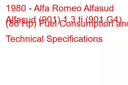 1980 - Alfa Romeo Alfasud
Alfasud (901) 1.3 ti (901.G4) (86 Hp) Fuel Consumption and Technical Specifications