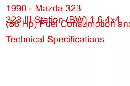 1990 - Mazda 323
323 III Station (BW) 1.6 4x4 (86 Hp) Fuel Consumption and Technical Specifications