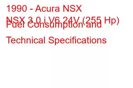 1990 - Acura NSX
NSX 3.0 i V6 24V (255 Hp) Fuel Consumption and Technical Specifications