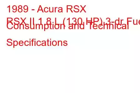 1989 - Acura RSX
RSX II 1.8 L (130 HP) 3-dr Fuel Consumption and Technical Specifications