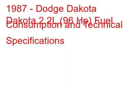 1987 - Dodge Dakota
Dakota 2.2L (96 Hp) Fuel Consumption and Technical Specifications