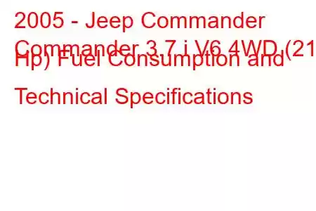 2005 - Jeep Commander
Commander 3.7 i V6 4WD (213 Hp) Fuel Consumption and Technical Specifications