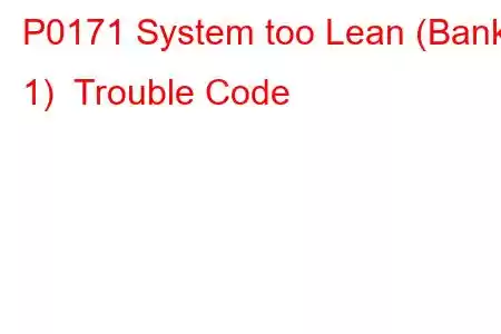 P0171 System too Lean (Bank 1) Trouble Code