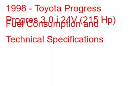 1998 - Toyota Progress
Progres 3.0 i 24V (215 Hp) Fuel Consumption and Technical Specifications