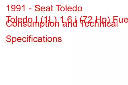 1991 - Seat Toledo
Toledo I (1L) 1.6 i (72 Hp) Fuel Consumption and Technical Specifications