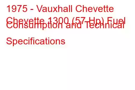 1975 - Vauxhall Chevette
Chevette 1300 (57 Hp) Fuel Consumption and Technical Specifications