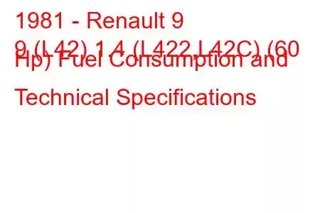 1981 - Renault 9
9 (L42) 1.4 (L422,L42C) (60 Hp) Fuel Consumption and Technical Specifications