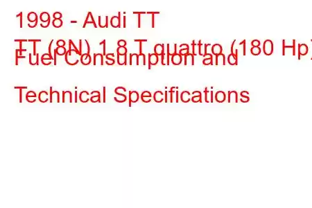 1998 - Audi TT
TT (8N) 1.8 T quattro (180 Hp) Fuel Consumption and Technical Specifications