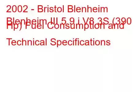 2002 - Bristol Blenheim
Blenheim III 5.9 i V8 3S (390 Hp) Fuel Consumption and Technical Specifications