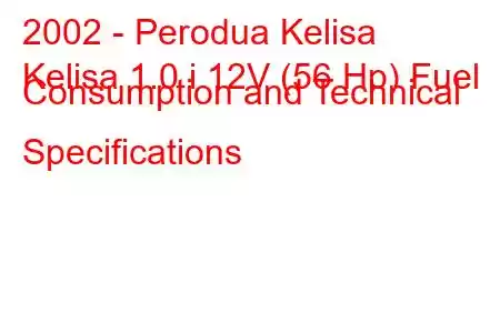 2002 - Perodua Kelisa
Kelisa 1.0 i 12V (56 Hp) Fuel Consumption and Technical Specifications