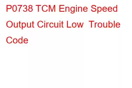 P0738 TCM Engine Speed Output Circuit Low Trouble Code