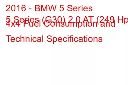 2016 - BMW 5 Series
5 Series (G30) 2.0 AT (249 Hp) 4x4 Fuel Consumption and Technical Specifications