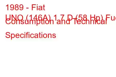 1989 - Fiat
UNO (146A) 1.7 D (58 Hp) Fuel Consumption and Technical Specifications