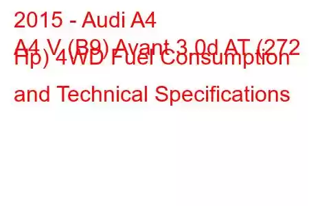 2015 - Audi A4
A4 V (B9) Avant 3.0d AT (272 Hp) 4WD Fuel Consumption and Technical Specifications